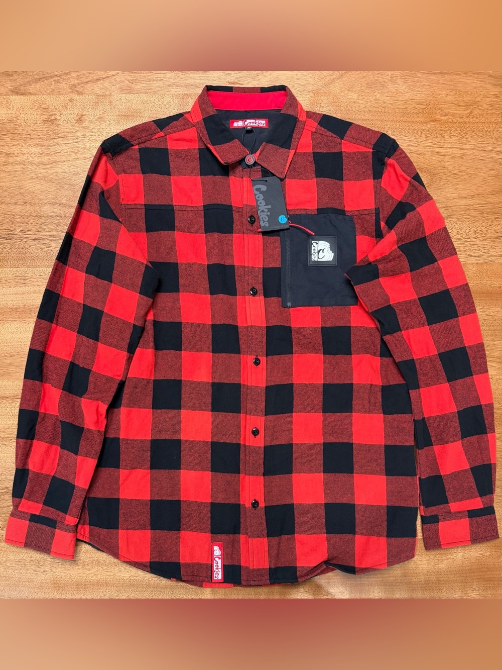 Cookies Men’s [Glaciers Of Ice] Buffalo Plaid Flannel Red & Black, Size XL, NWT